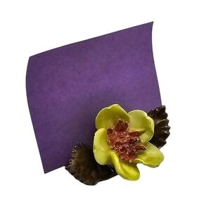 Vintage‎ Royal Adderley England Fine Bone China Flower Place Card Holder Yellow